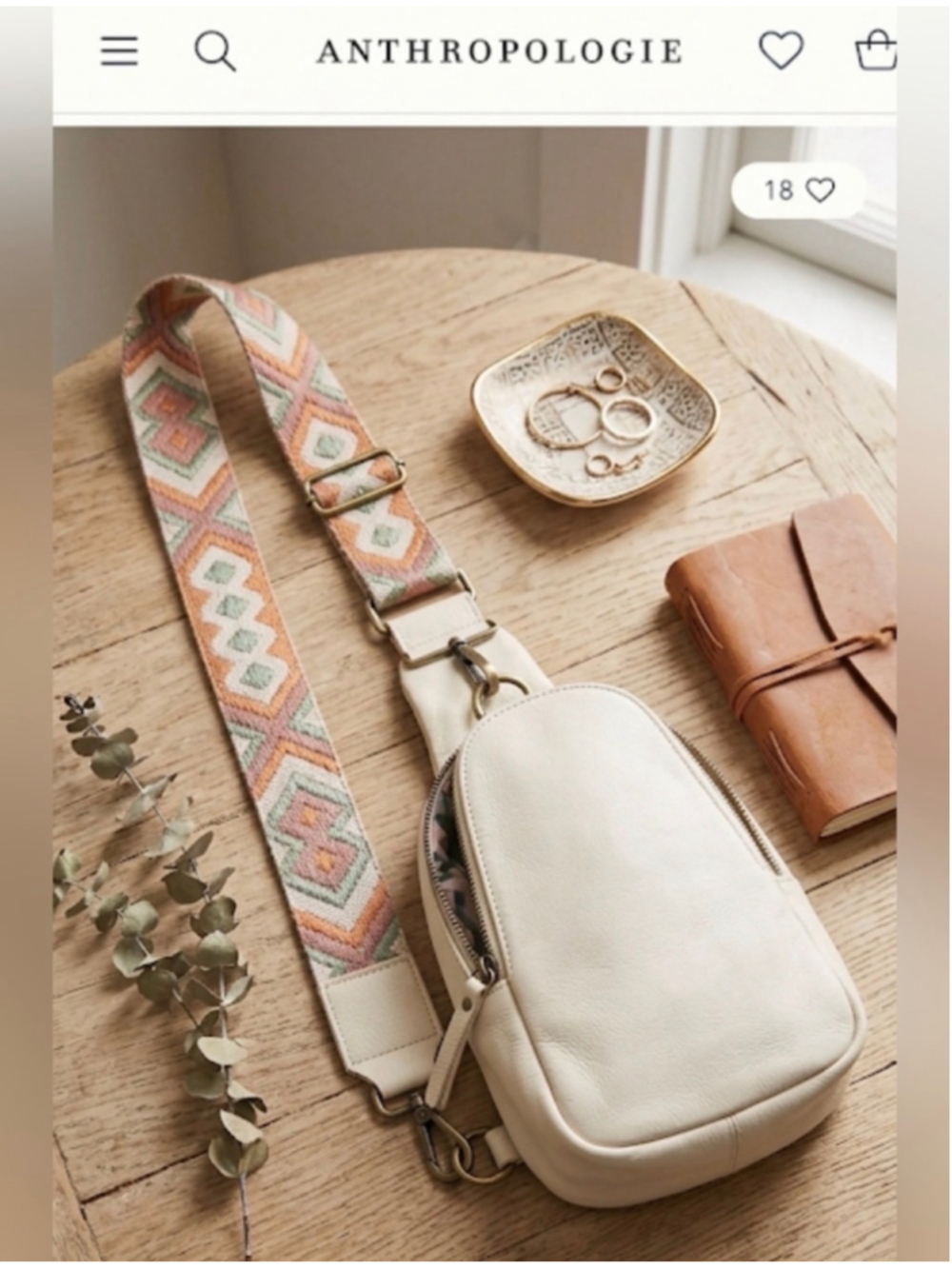 Anthropologie Urban Originals Liberty Sling Crossbody Bag White Boho